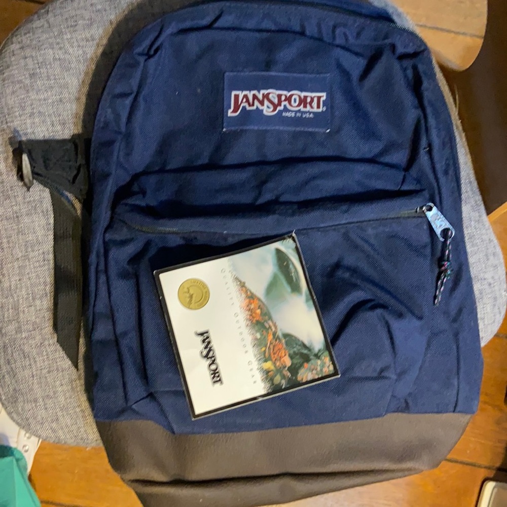 NWT Jansport Backpack Navy  and brown